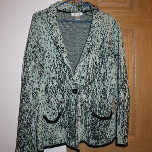 Christopher & Banks Blazer Style Cardigan Mint Green & Black size XL